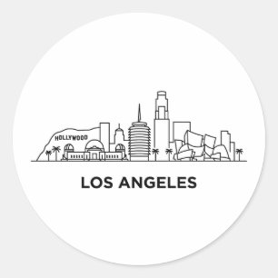 Los Angeles Resa Himmelslinje Minimalistisk Linje  Runt Klistermärke