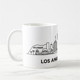 Los Angeles Resa Siluett Minimalist Linjekonst Kaffemugg