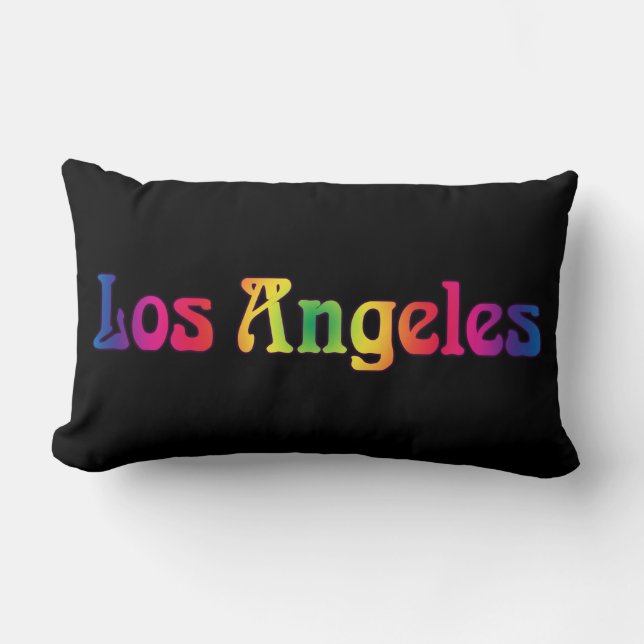 Los Angeles Retro Rainbow Pillow Lumbarkudde (Framsida)