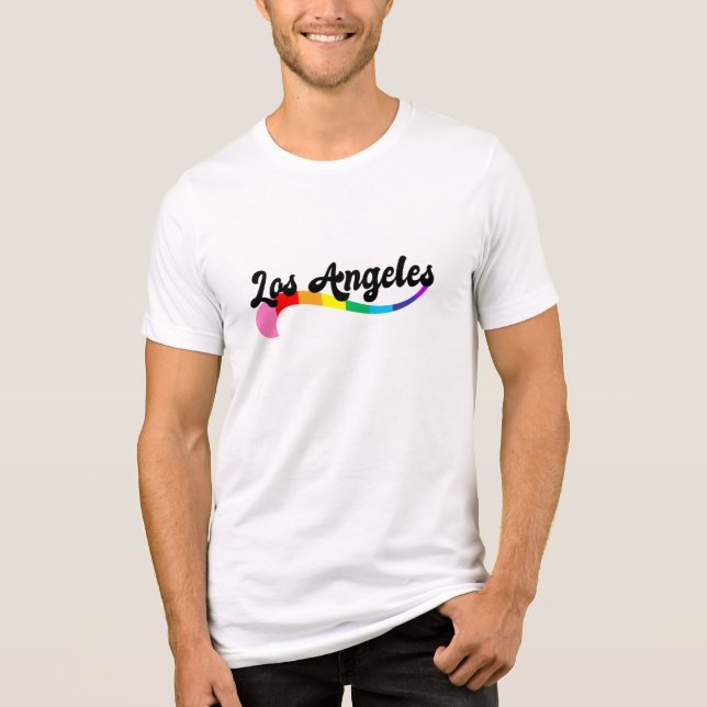 Los Angeles Retro Rainbow Script Pride Födelsedag  T Shirt (Framsida)