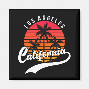 Los Angeles Retro Solnedgång Och Palmträd Magnet