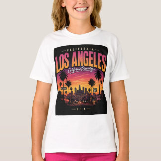 Los Angeles Retro Solnedgång Skyline California Dr T Shirt