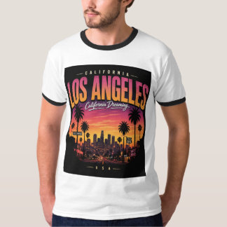 Los Angeles Retro Solnedgång Skyline California Dr T Shirt