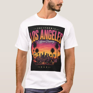 Los Angeles Retro Solnedgång Skyline California Dr T Shirt