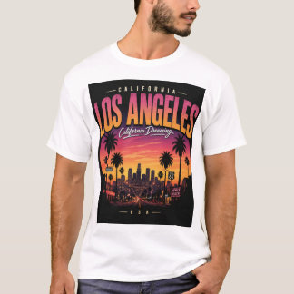 Los Angeles Retro Solnedgång Skyline California Dr T Shirt