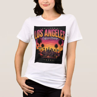 Los Angeles Retro Solnedgång Skyline California Dr T Shirt