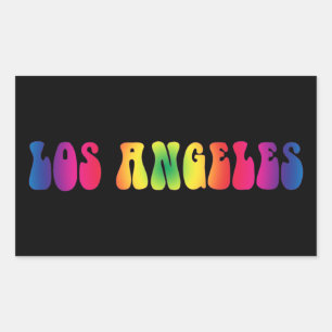 Los Angeles Retro Tie Dye Sticker Rektangulärt Klistermärke