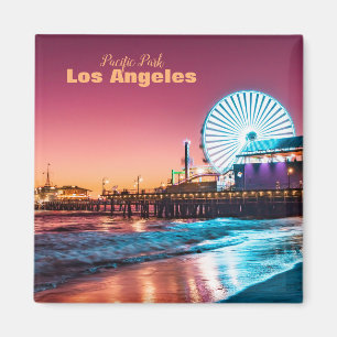 Los Angeles Rosa & Blue Ferris Wheel Beach Sunset Magnet