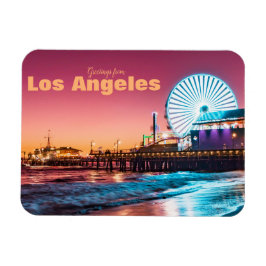 Los Angeles Rosa & Blue Sunset Santa Monica Pier Magnet