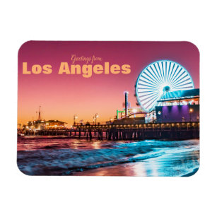 Los Angeles Rosa & Blue Sunset Santa Monica Pier Magnet