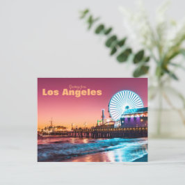 Los Angeles Rosa & Blue Sunset Santa Monica Pier Vykort