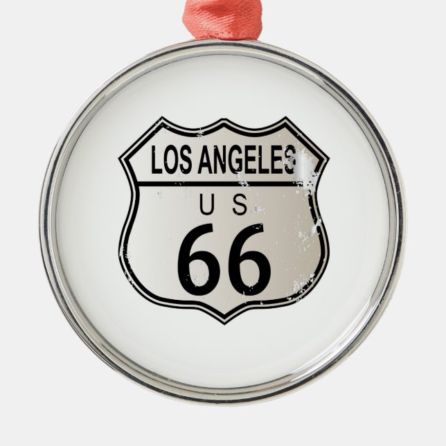 Los Angeles Route 66 Sign Julgransprydnad Metall (Framsidan)