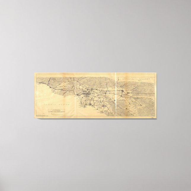 Los Angeles & San Gabriel Mountains Karta (1915) Canvastryck (Framsida)