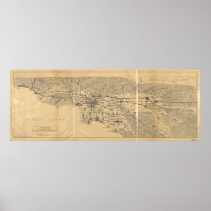 Los Angeles & San Gabriel Mountains Karta (1915) Poster