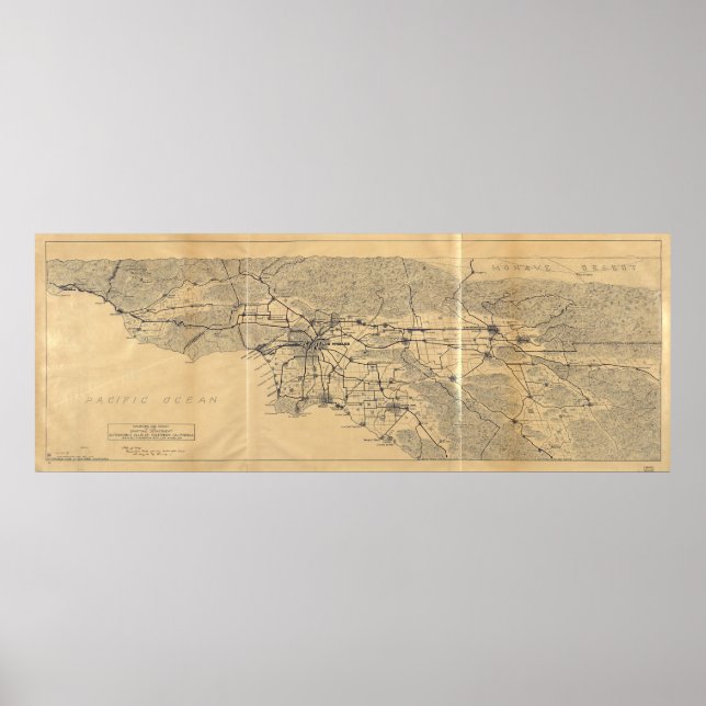 Los Angeles & San Gabriel Mountains Karta (1915) Poster (Framsidan)