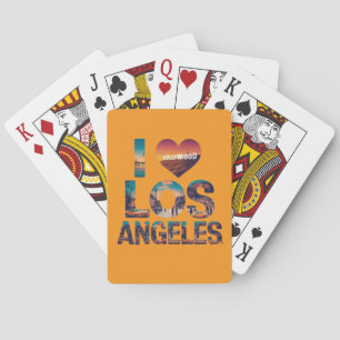 Los Angeles Siluett Solnedgång & Hollywood Typogra Casinokort