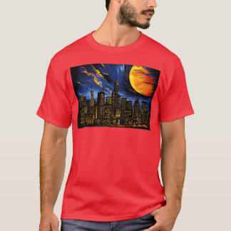 Los Angeles Skyline 3D City of Angels Futuristisk T Shirt