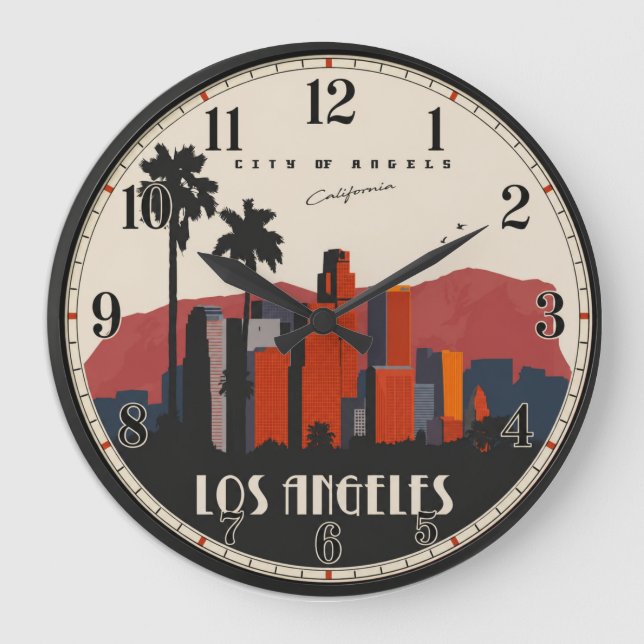 Los Angeles Skyline  Art Deco  Stor Klocka (Framsida)