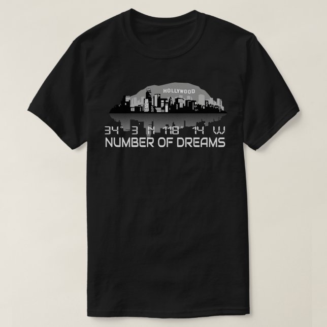 Los Angeles Skyline GPS Coordinates Dream City T Shirt (Design framsida)