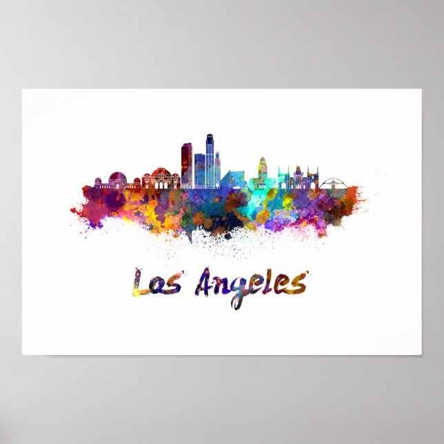 Los Angeles skyline in watercolor Poster (Framsidan)