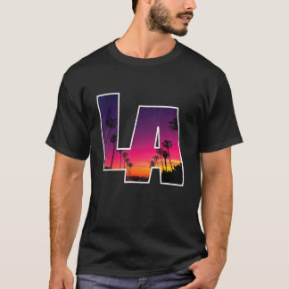 Los Angeles Skyline La Sunset California Handflata T Shirt