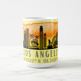 Los Angeles Skyline Latitude och Longitud Kaffemugg