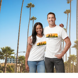 Los Angeles Skyline Latitude och Longitud T-Shirt