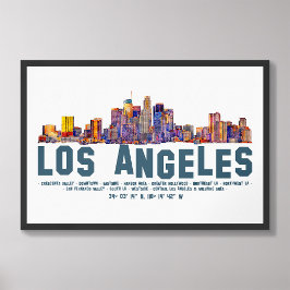 Los Angeles Skyline. Område Namn och koordinater Fototryck