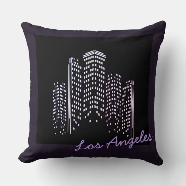 Los Angeles Skyline Polyester Kudd Kudde (Framsida)