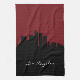 Los Angeles Skyline Röd Mörk Kökshandduk
