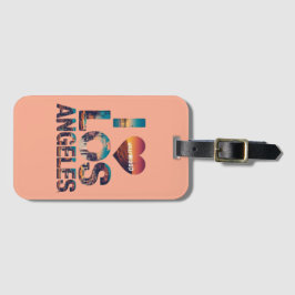 Los Angeles Skyline Sunset & Hollywood Typography Bagagebricka