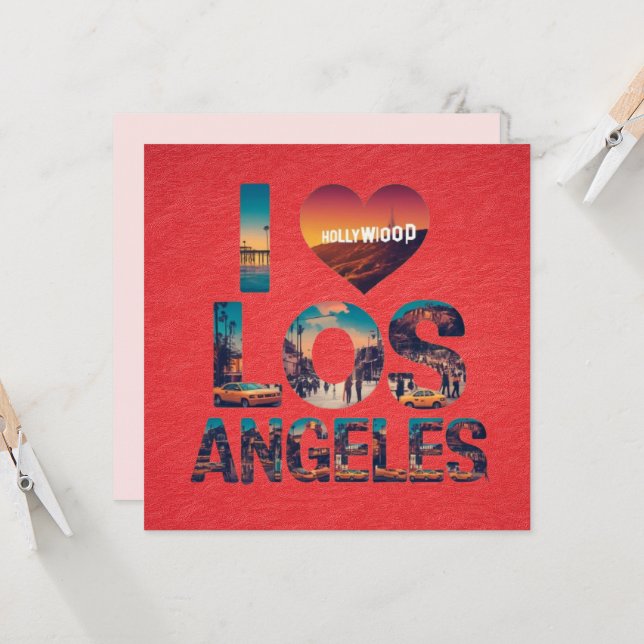 Los Angeles Skyline Sunset & Hollywood Typography Inbjudningar (Fram/Back In Situ)