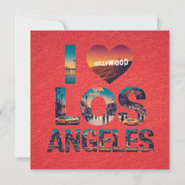 Los Angeles Skyline Sunset & Hollywood Typography Inbjudningar