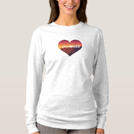 Los Angeles Skyline Sunset & Hollywood Typography T Shirt