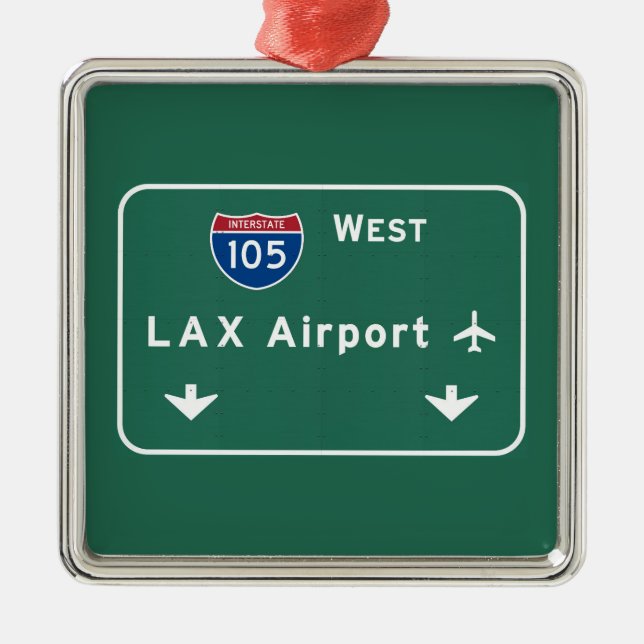 Los Angeles SLAPP flygplats I-105 W Interstate Ca Julgransprydnad Metall (Framsidan)