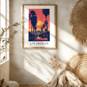Los Angeles-solnedgång Skyline-affisch Poster