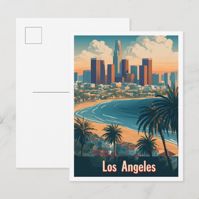 Los Angeles South Carolina USA Travel Illustration Vykort (Fram/baksida)