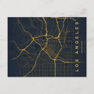 Los Angeles stads karta Minimal vykort