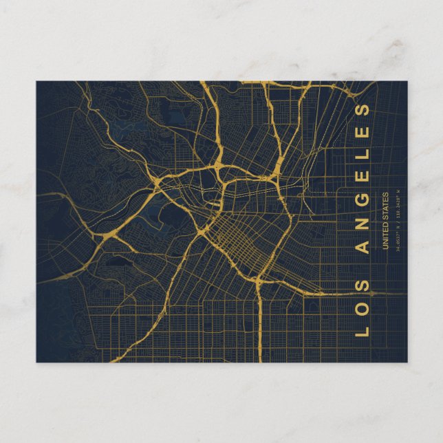 Los Angeles stads karta Minimal vykort (Framsida)