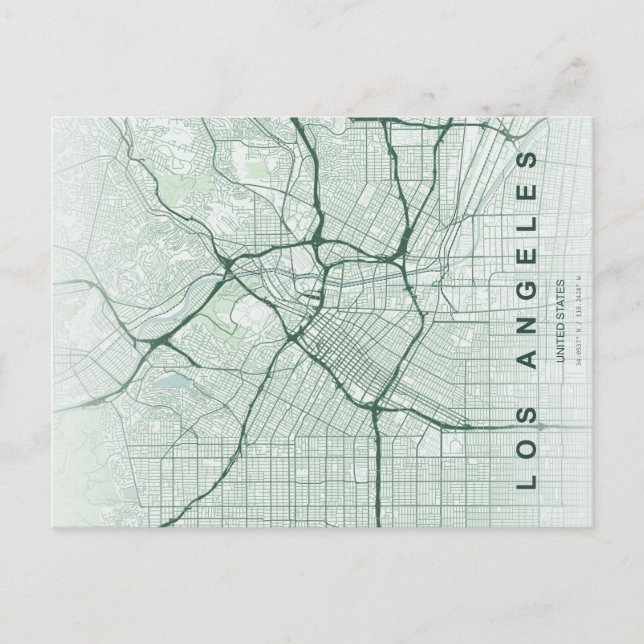 Los Angeles stads karta Minimal vykort (Framsida)