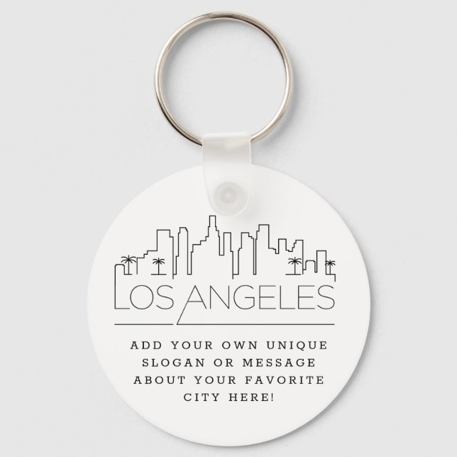 Los Angeles Stylized Skyline | Anpassningsbar Slog Nyckelring (Framsida)