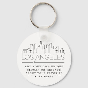 Los Angeles Stylized Skyline Anpassningsbar Sloga Nyckelring