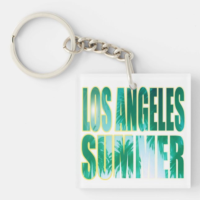 "Los Angeles Summer Brev Grönt" Nyckelkedja (Framsidan)