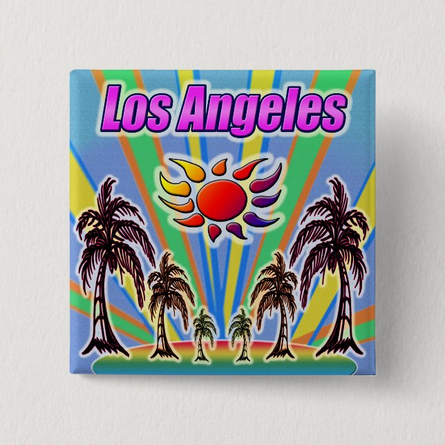 Los Angeles Summer Kärlek Button Knapp (Framsida)