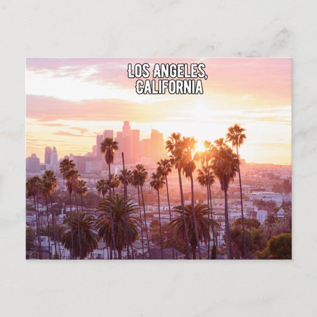 los angeles sunset nere town in california vykort (Framsida)