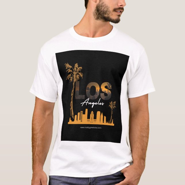 Los Angeles Sunset Skyline Design T Shirt (Framsida)