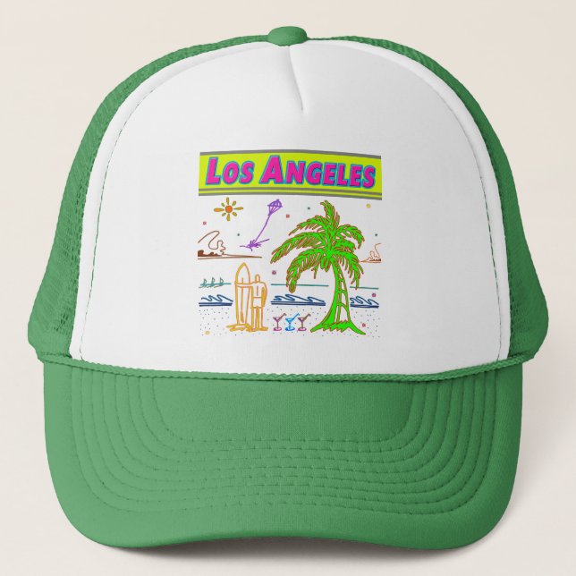 ’Los Angeles’ Surfer Beach Hat Truckerkeps (Framsida)