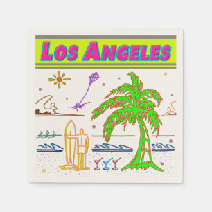 ’Los Angeles’ Surfer Beach Napkins Pappersservett