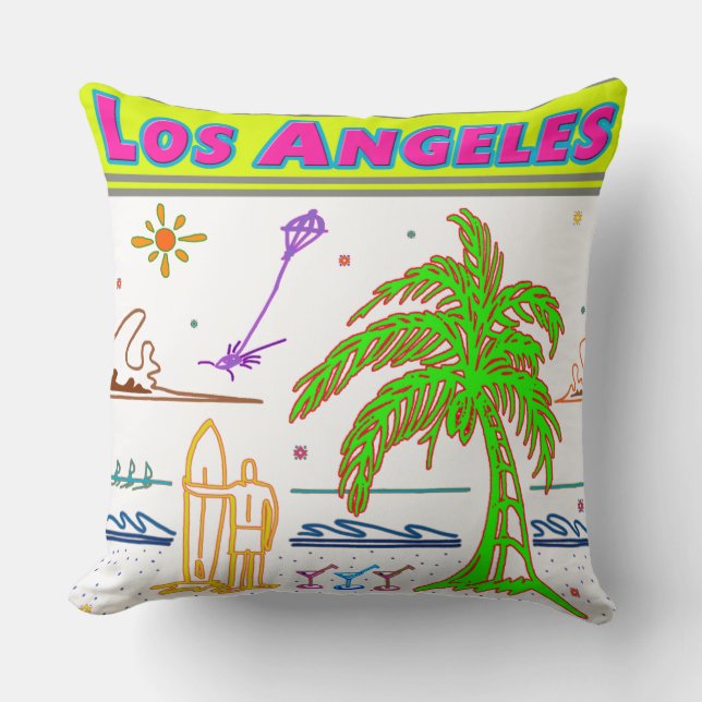 ’Los Angeles’ Surfer Beach Pillow Kudde (Framsida)