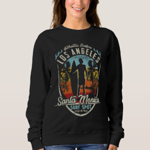 Los Angeles Surfing Vintage Retro Surfer Santa Mon T Shirt